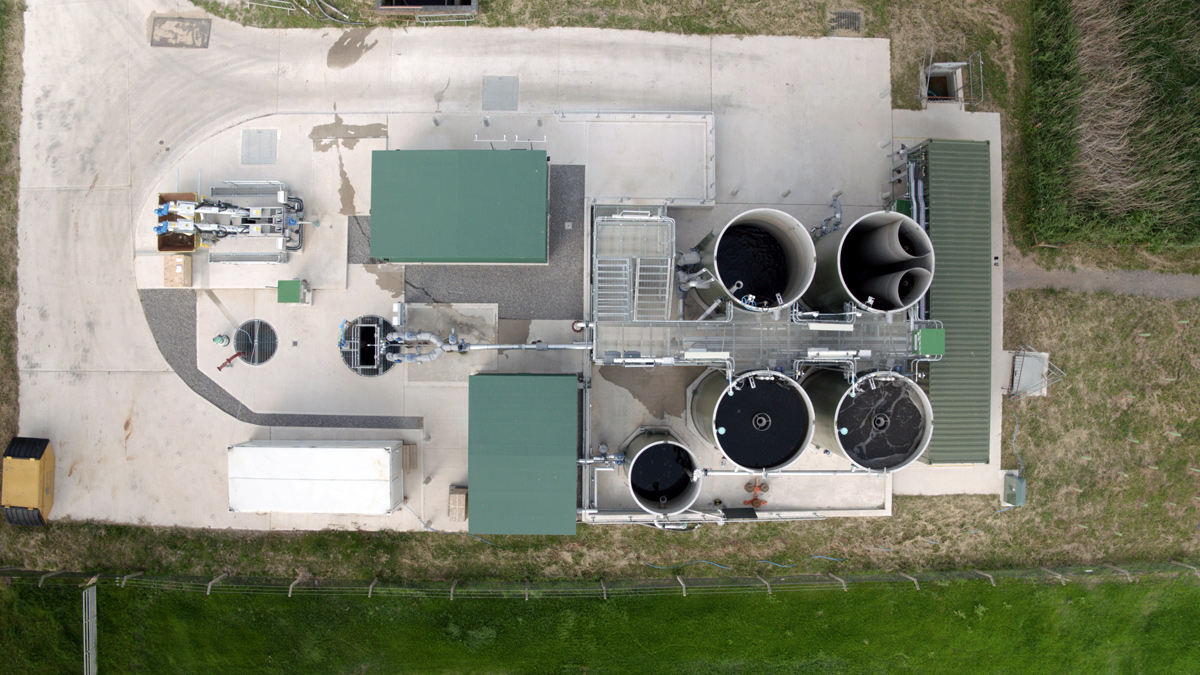 Hydrolysis tank/pre-fermentation tank, Nereda reactors and sludge buffer tank - Courtesy of United Utilities