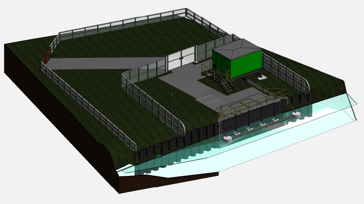 Waveney intake viewed from the River, 3-D model from early design phase - Courtesy of Essex & Suffolk Water