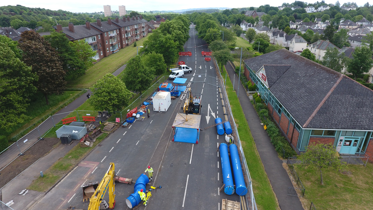 Work at Mosspark Boulevard, Glasgow - Courtesy of Paul Milligan, Caledonia Water Alliance