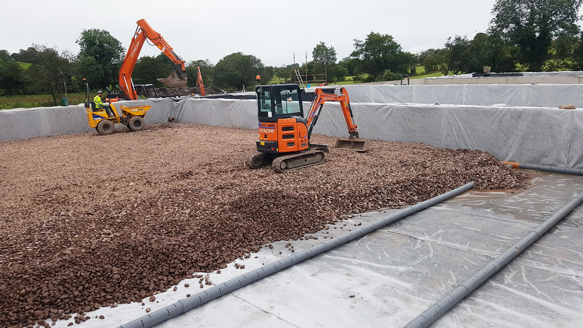 Phragmifiltre® Stage 1 collection pipe and gravel install - Courtesy of BSG Civil Engineering Ltd