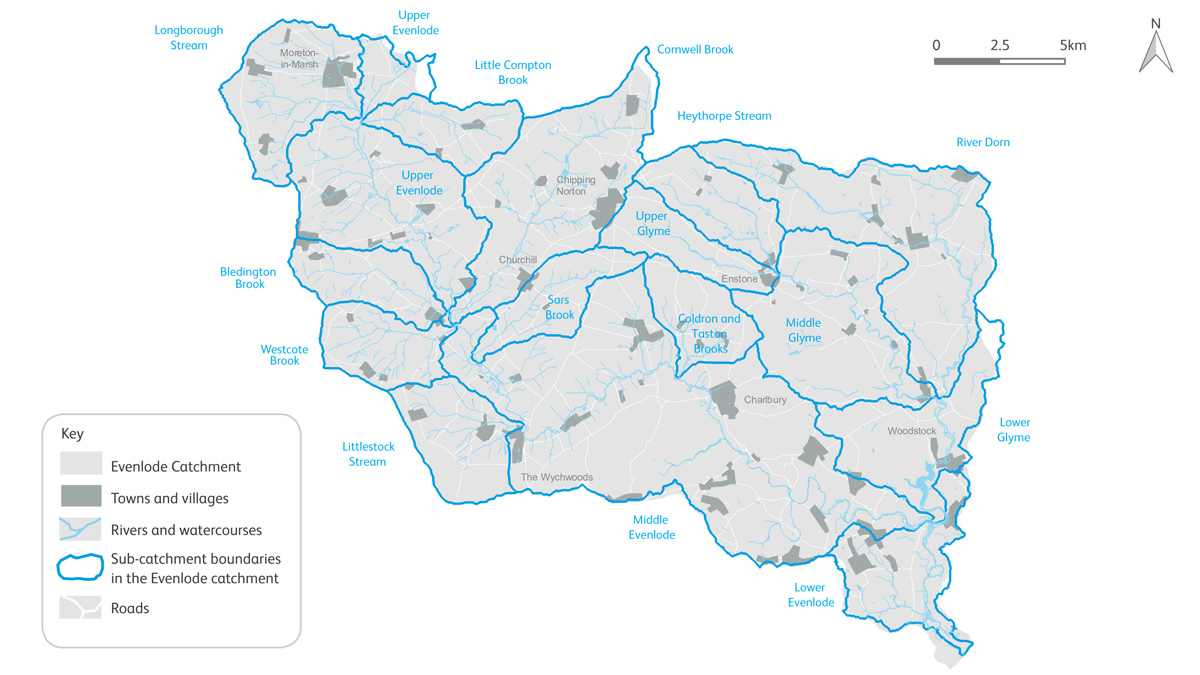 Location of Evenlode Catchment and waterbodies - Courtesy of Atkins
