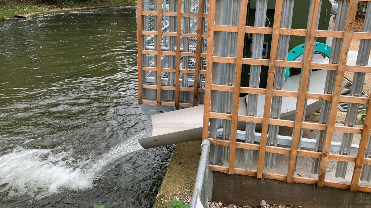 Eel screen discharge - Courtesy of Portsmouth Water