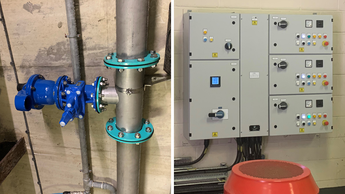 (left) Booster set inlet air relief valve and (right) booster set panel - Courtesy of Portsmouth Water