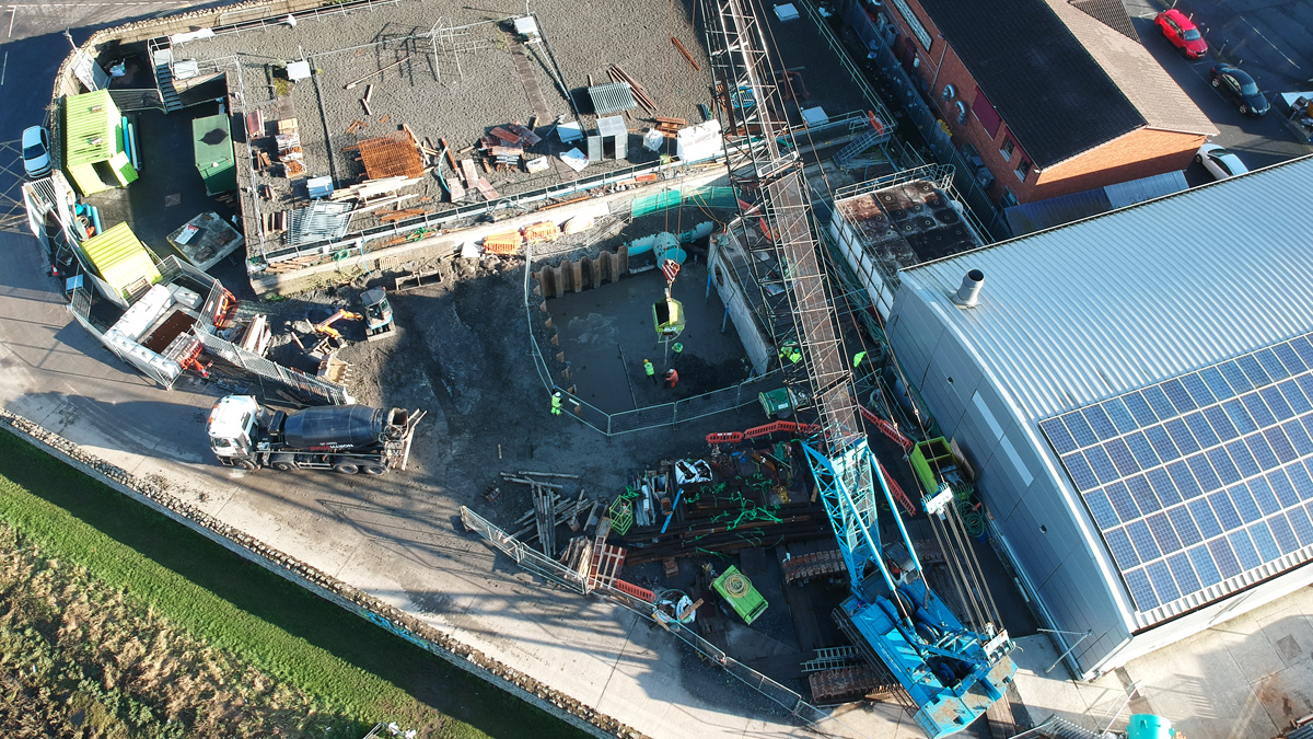 Concrete pour on the confined site - Courtesy of SWELL NI Water