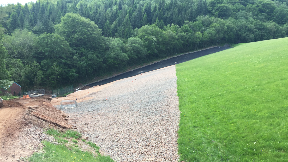 Embankment drainage blanket and erosion protection - Courtesy of MMB