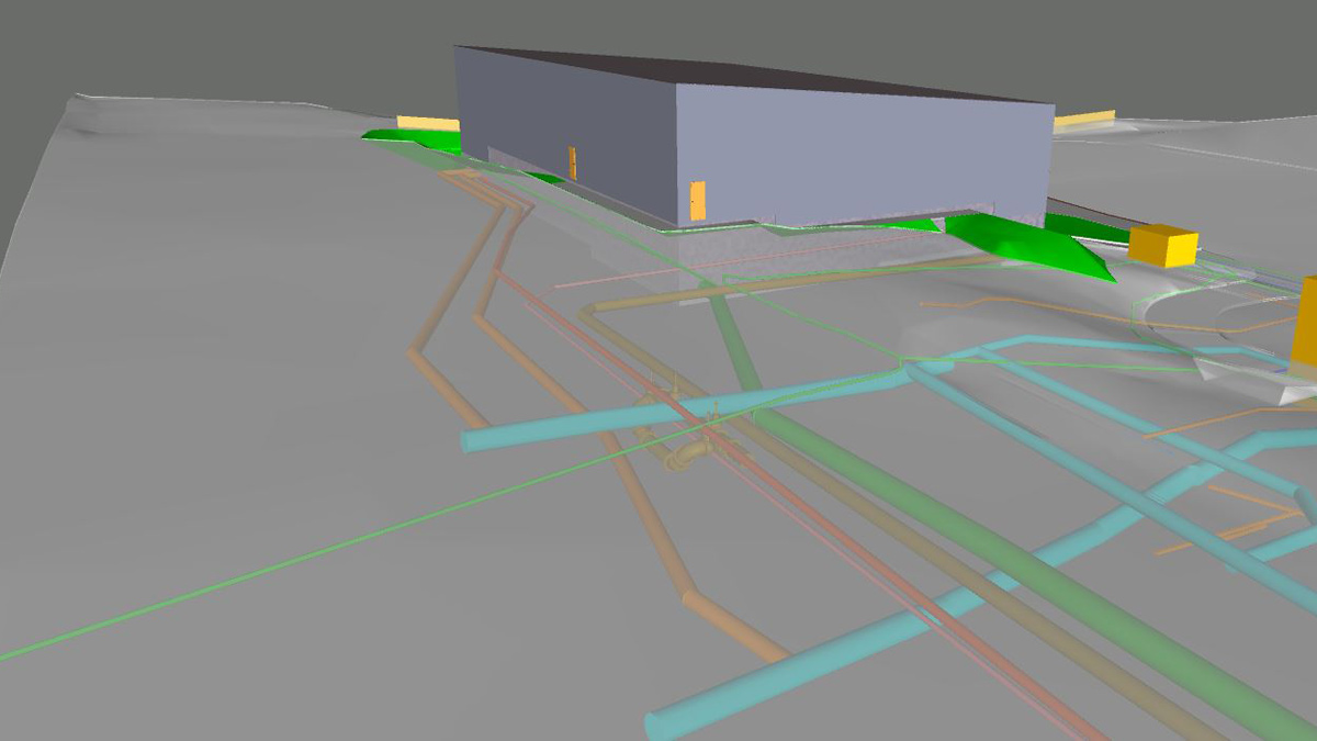 Federated model showing 3D pipe network - Courtesy of ESD