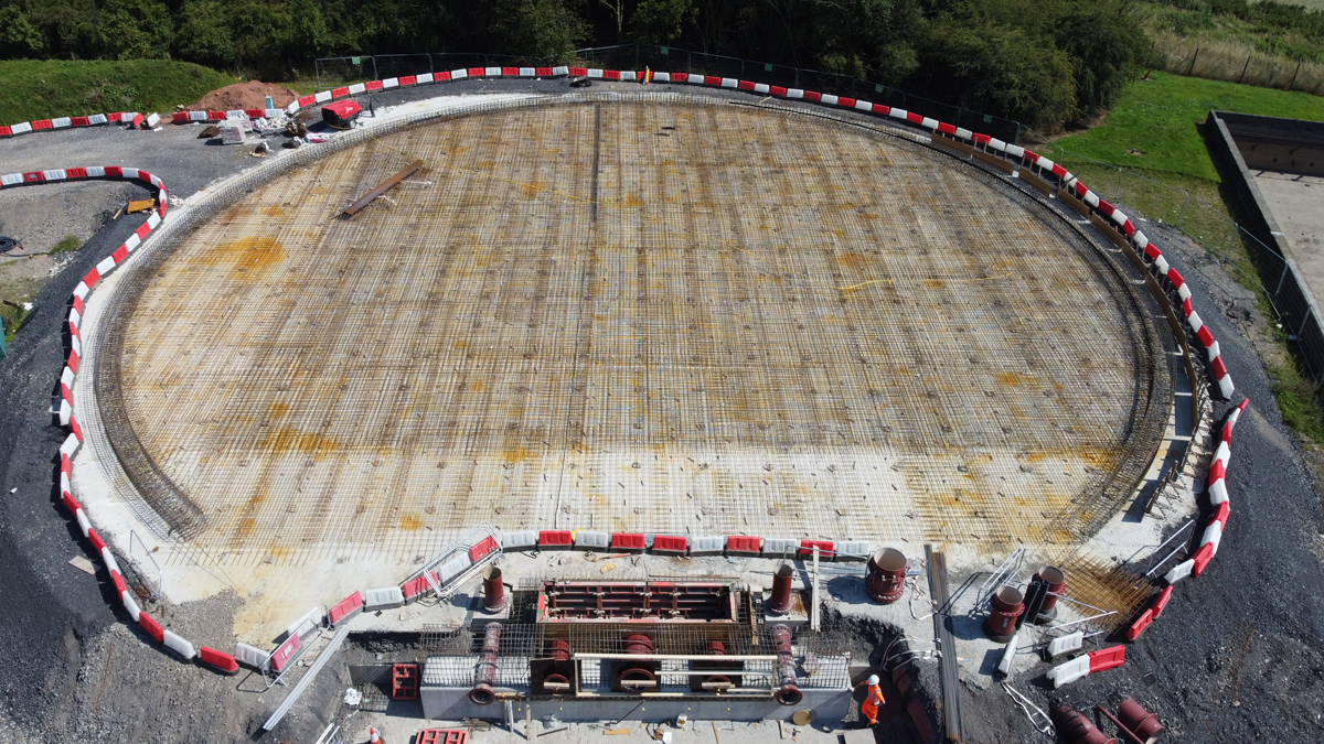 Detention tank base, steelwork and outlet sump - Courtesy of United Utilities & Advance-plus