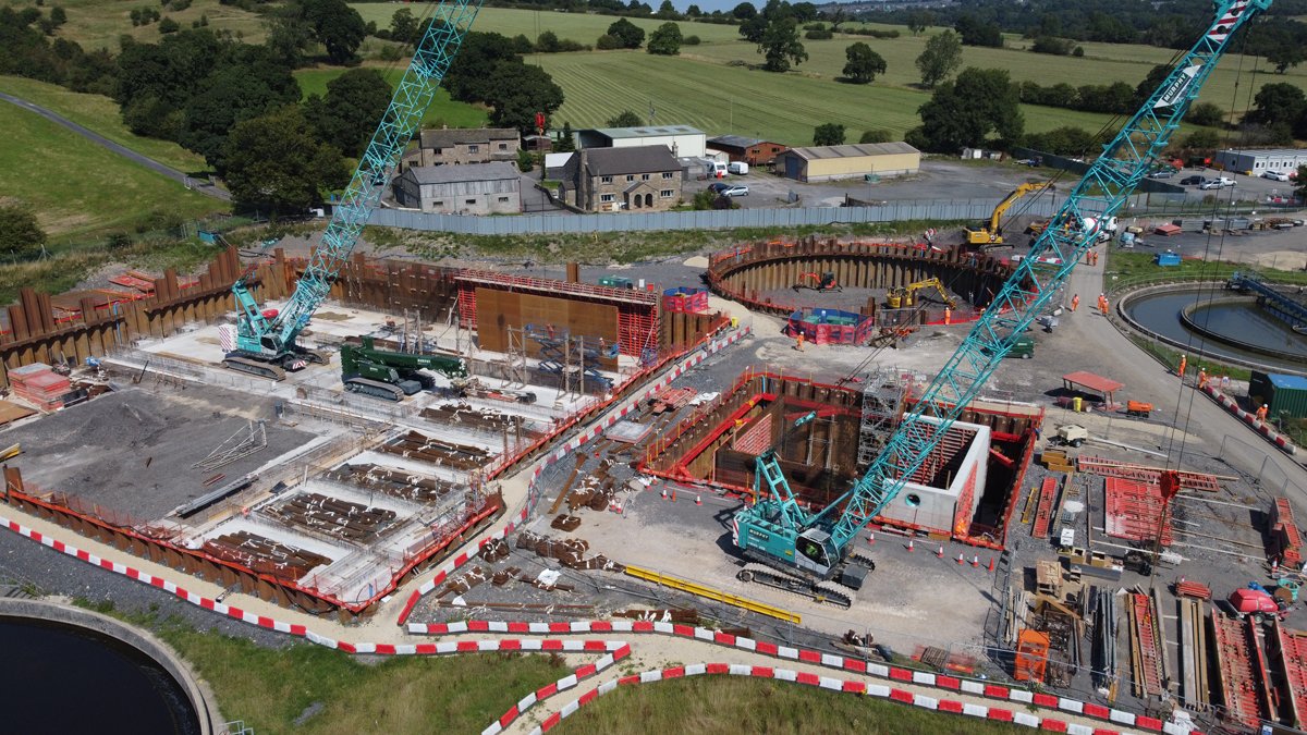 Construction of the activated sludge plant, interstage pumping station and the primary settlement tank - Courtesy of United Utilities & Advance-plus