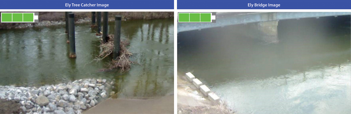 (left) CCTV footage of Ely Tree Catcher and (right) CCTV footage at Ely Bridge on 22 February 2022 - Courtesy of Arup