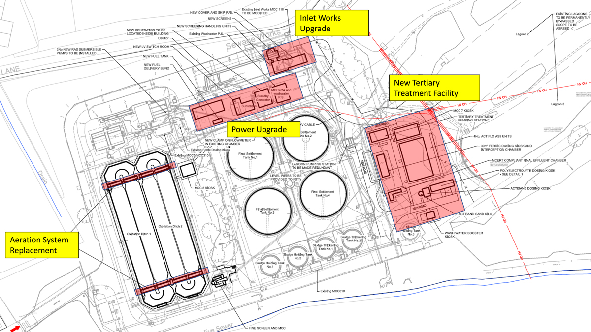 Site layout- location of new assets and upgrade work - Courtesy of CMDP JV