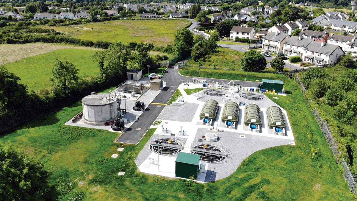 Aerial view of Quin WwTP showing the proximity of the plant to village housing - Courtesy of EPS Group