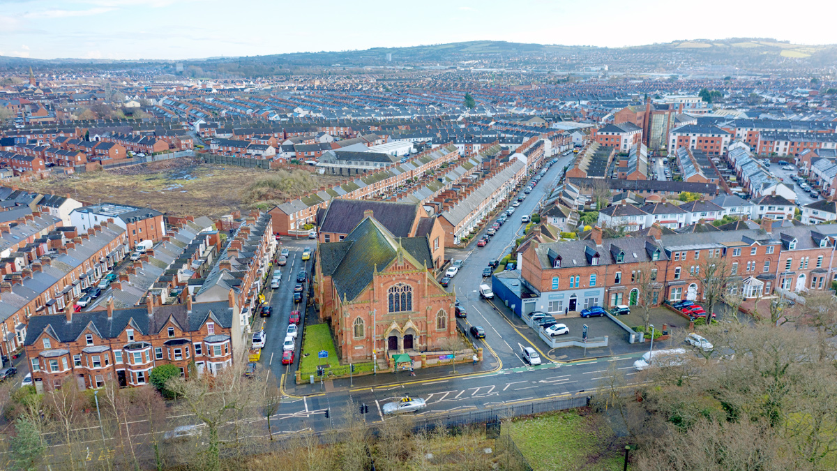 View of Ravenhill Avenue and Ravenhill Road from the edge of Ormeau Park - Courtesy of NI Water and GEDA Construction