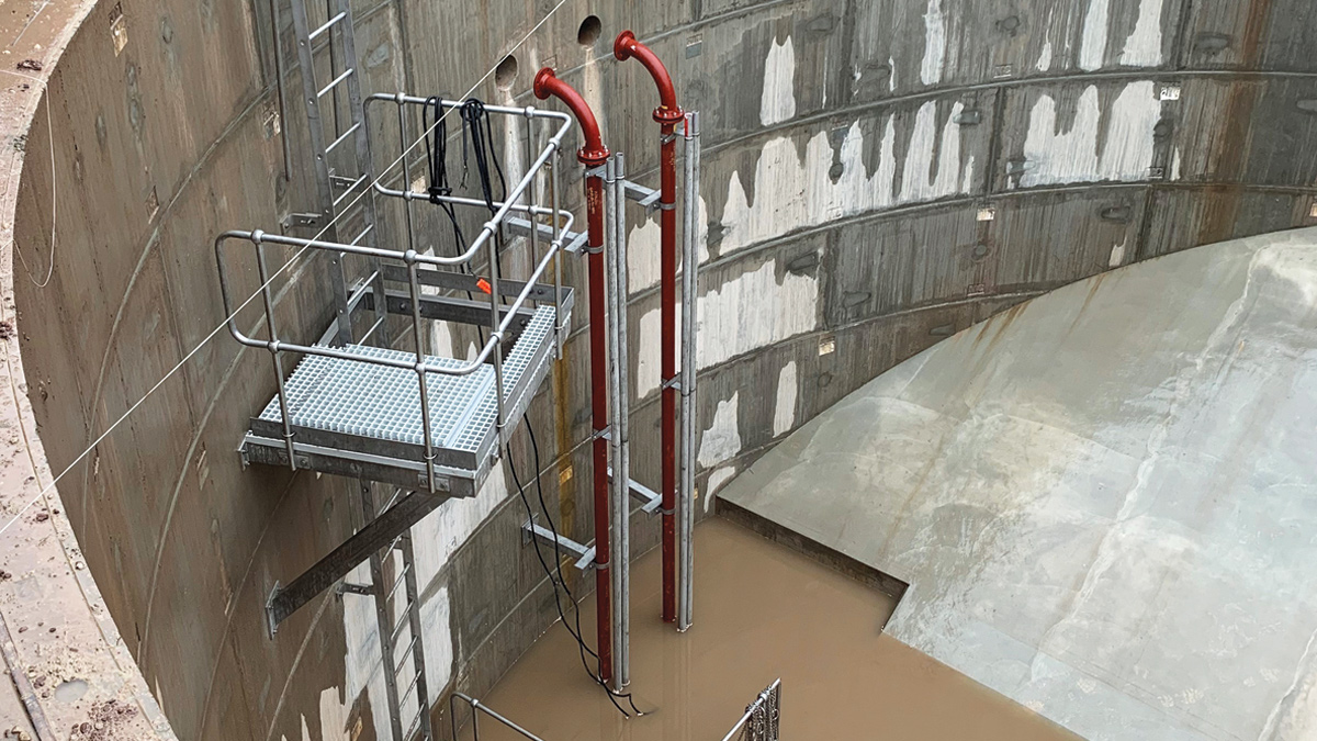 Detention tank shaft construction - M&E installation - Courtesy of United Utilities