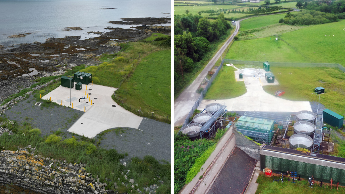 (left) Ballywhiskin TPS - Courtesy of NI Water, and (right) Carrowdore WwPS - Courtesy of BSG Civil Engineering Ltd