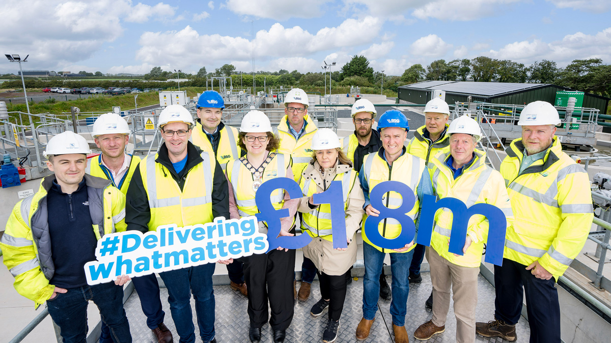 NI Water, TetraTech, BSG Civil Engineering Ltd and Farrans along with local elected representatives to mark completion of the £18m Ards North Wastewater Improvement Scheme - Courtesy of NI Water