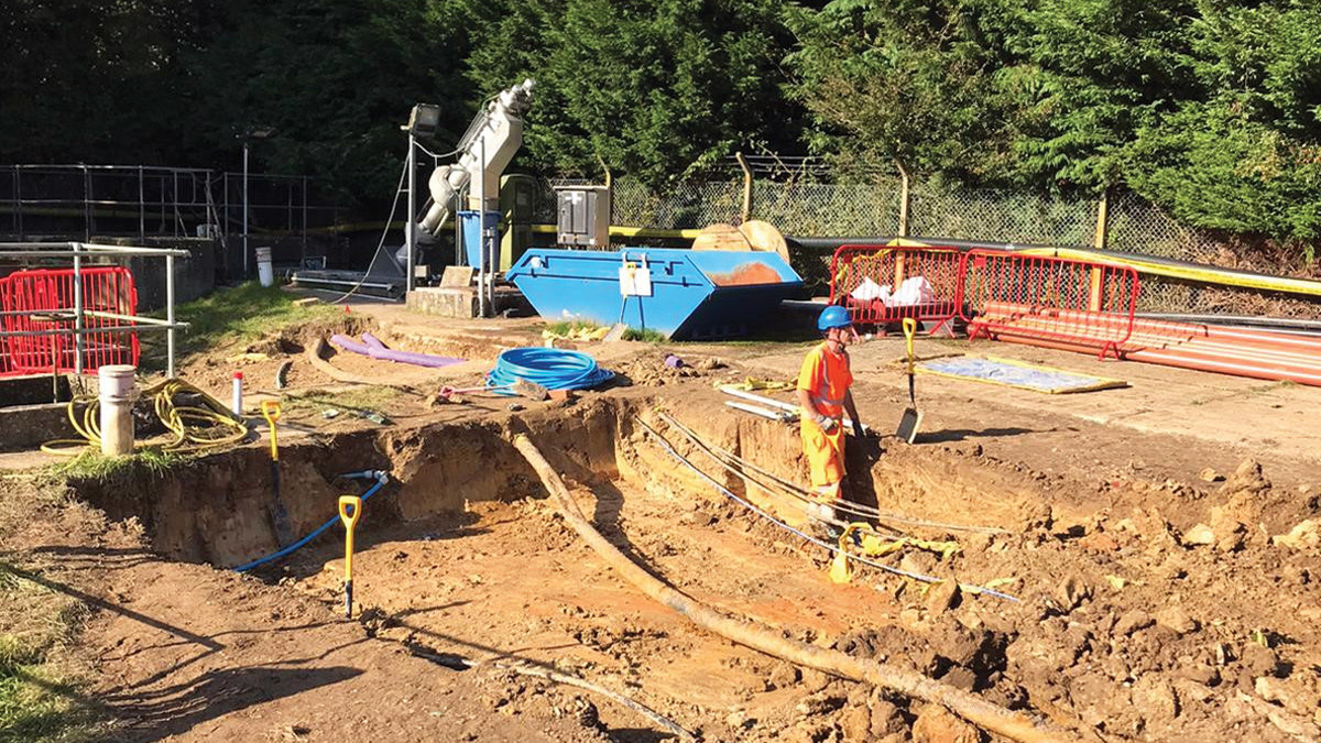 Excavation for sub-slab level ducting and drainage pipework to the chemical dosing kiosks - Courtesy of CMDP JV