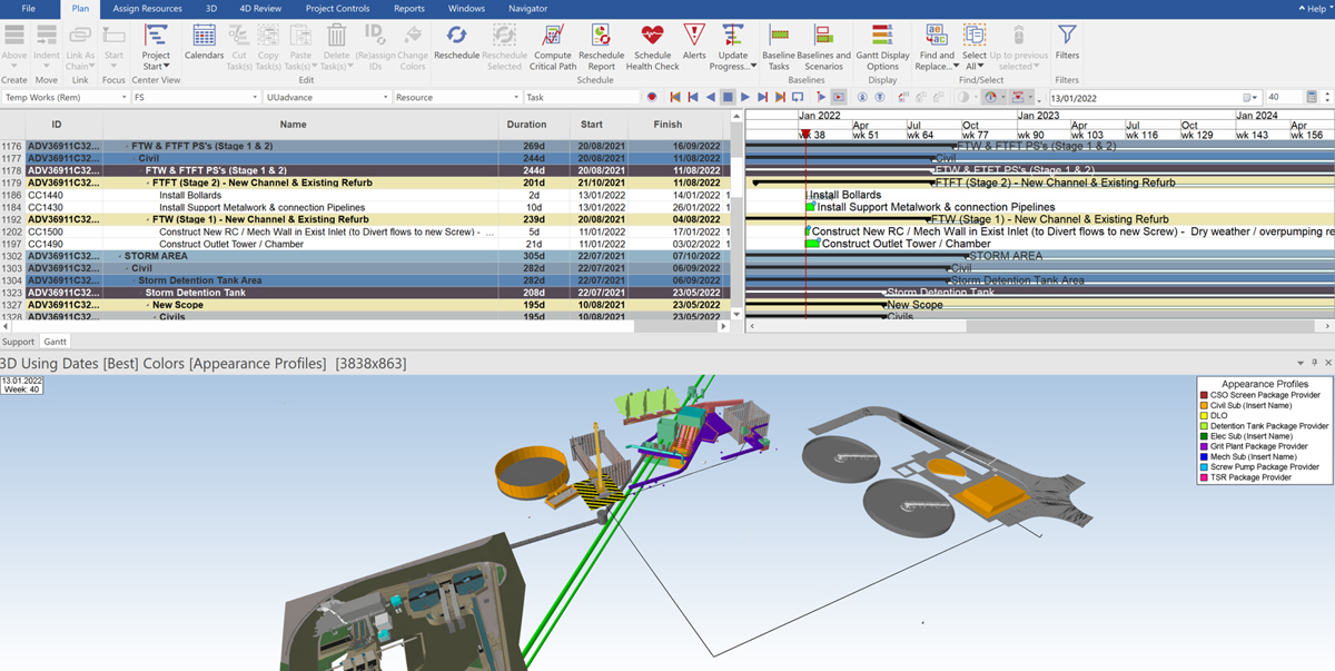 Synchro Pro 4D construction scheduling software - Courtesy of J Murphy & Sons