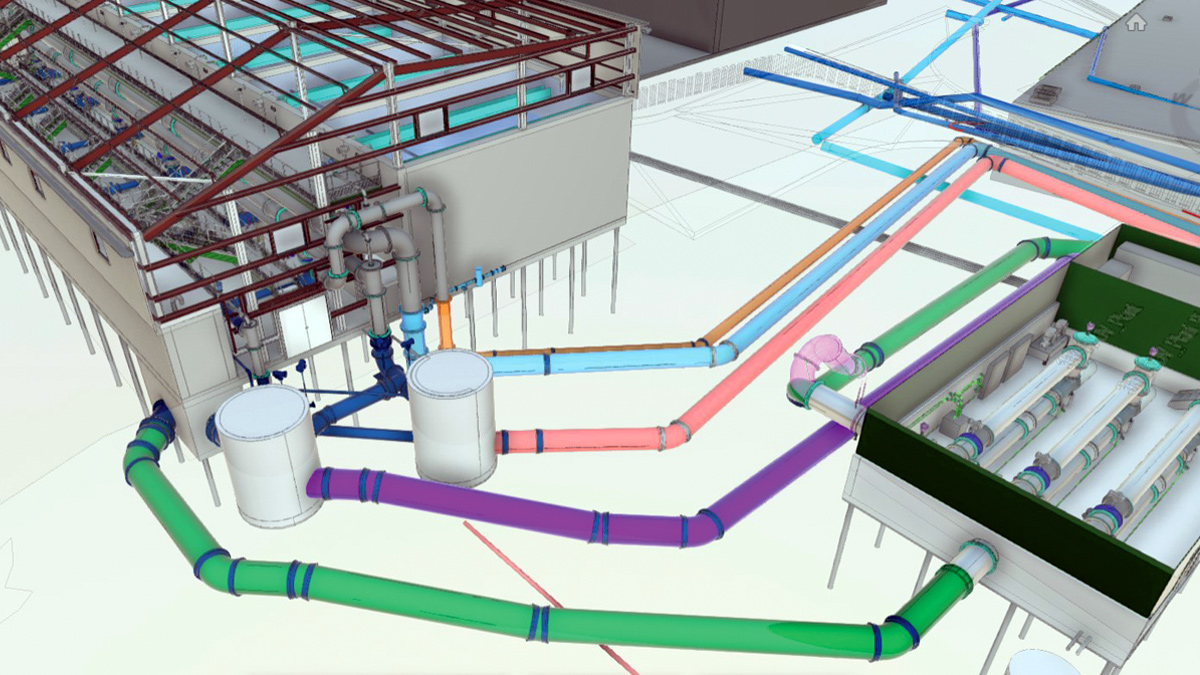 GAC & UV buildings with interconnecting pipework - Courtesy of Galliford Try