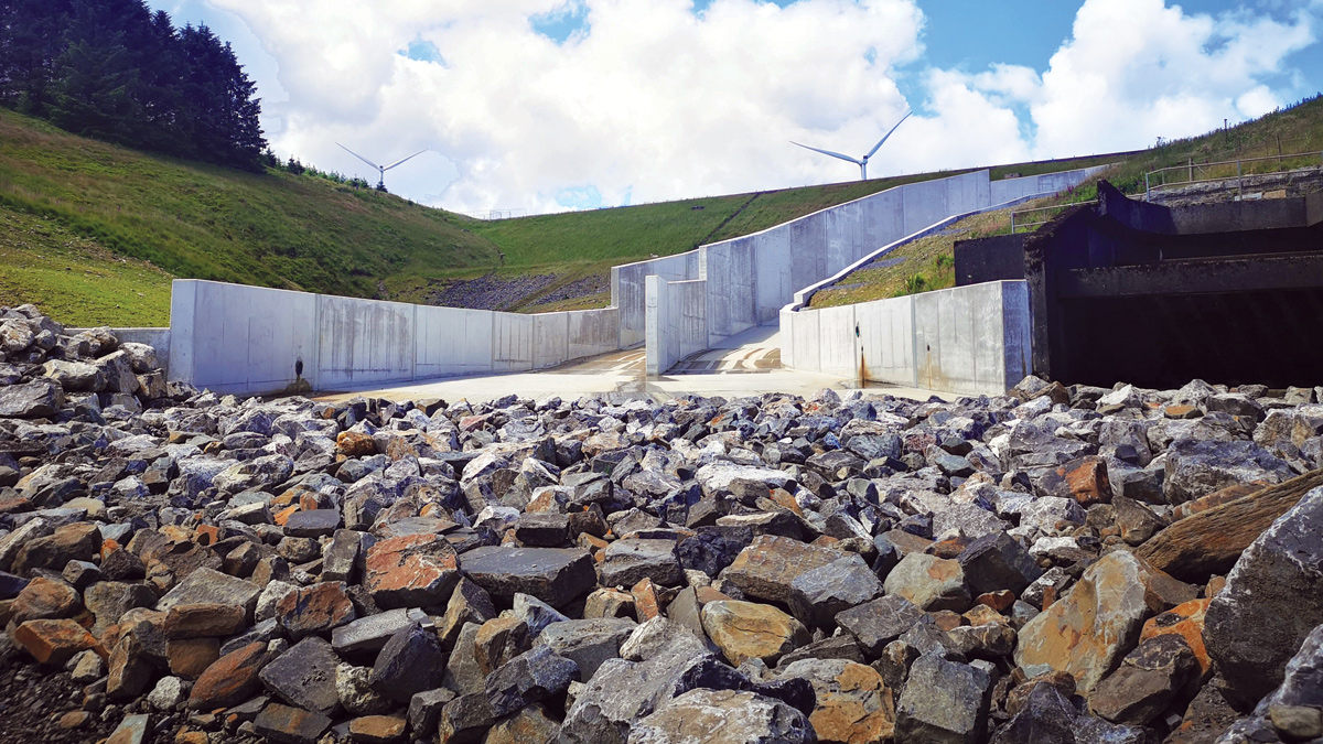 Armourstone and lower spillway - Courtesy of MMB