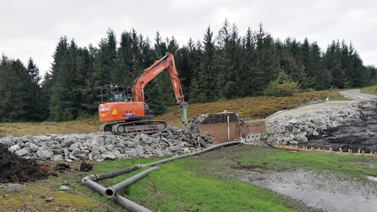 Dam demolition in progress - Courtesy of Welsh Water