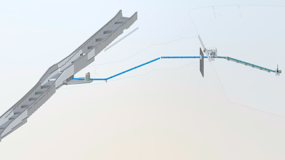 3D model showing the interaction between the spillway and siphon schemes - Courtesy of MMB