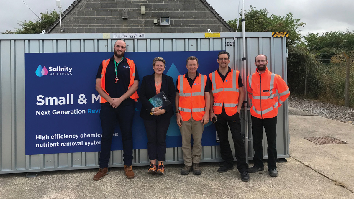 Sarah Dyke, MP for Somerton and Frome, visiting the pilot trial at Fivehead Water Recycling Centre. Sarah’s visit follows Rebecca Pow’s ministerial visit, alongside representatives from various government departments - Courtesy of Salinity Solutions