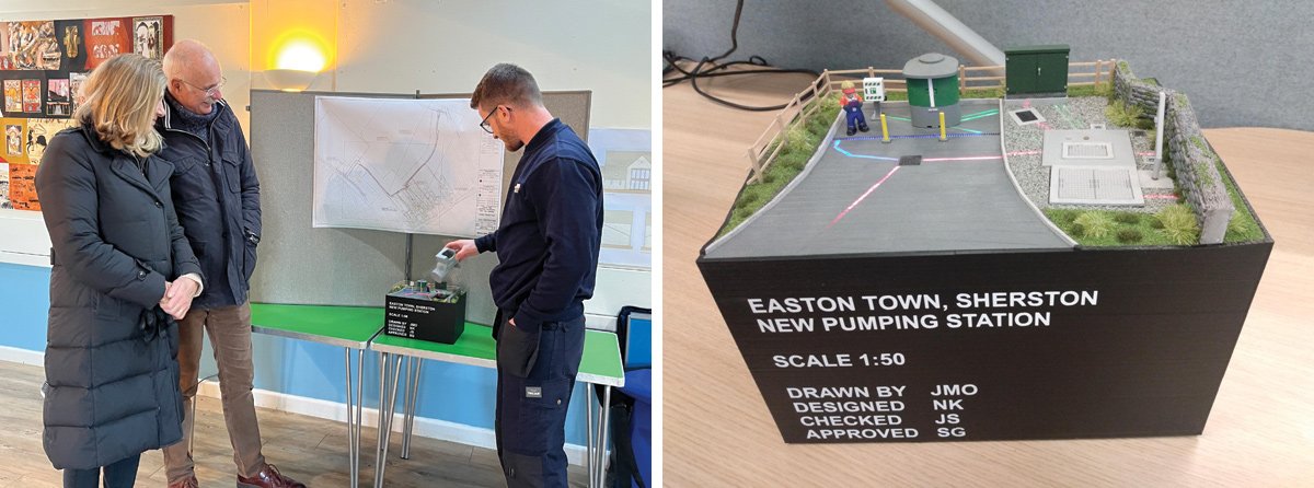 Public drop-in session and (inset) 3D model of the new sewage pumping station - Courtesy of Wessex Water