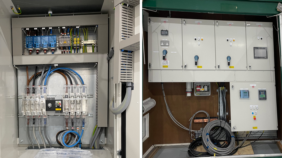 (left) Inside the new panel after testing and (right) the new panel off-site build and testing - Courtesy of Galliford Try