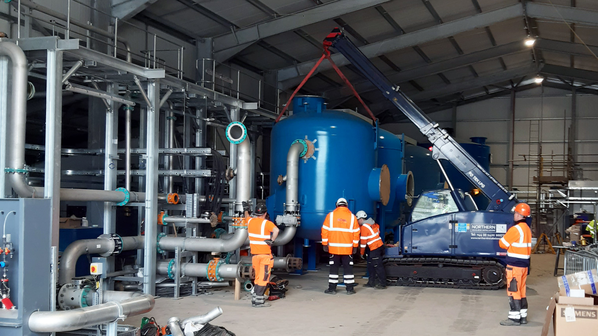 Treatment process units being installed after off-site manufacture and testing - Courtesy of MMB