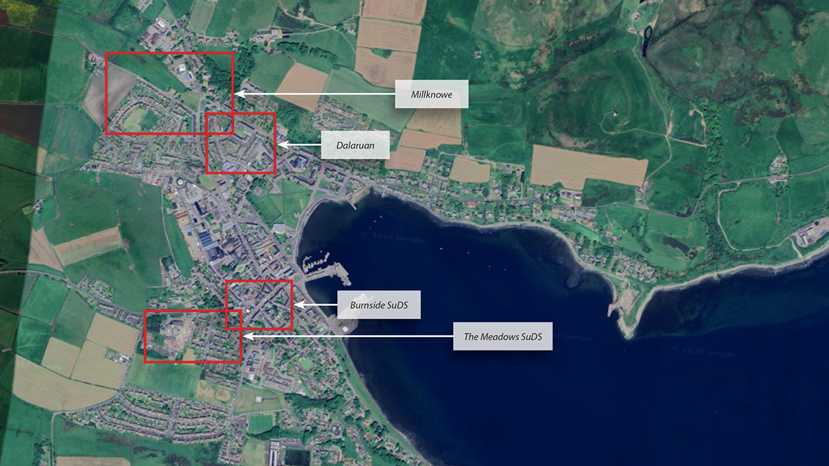 Google Earth image showing Campbeltown FPS site locations