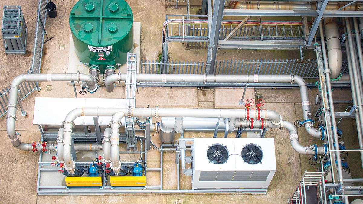 Carbon scrubber and biogas booster set skid at Cardiff WwTW - Courtesy of Morgan Sindall