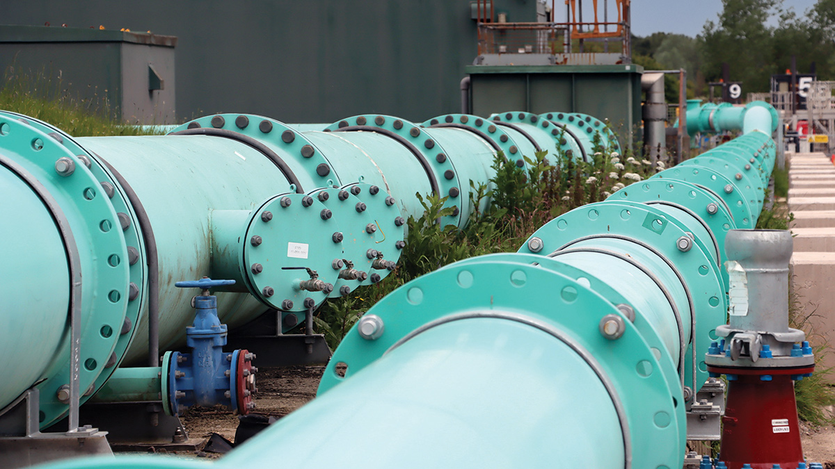 Terminal pumping station pipework to storm tanks - Courtesy of @one Alliance