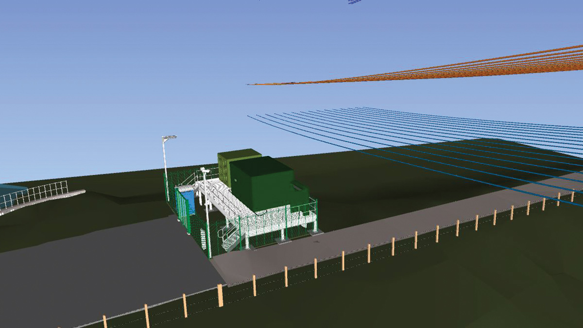 Overhead power exclusion zones within model - Courtesy of JBA-Bentley