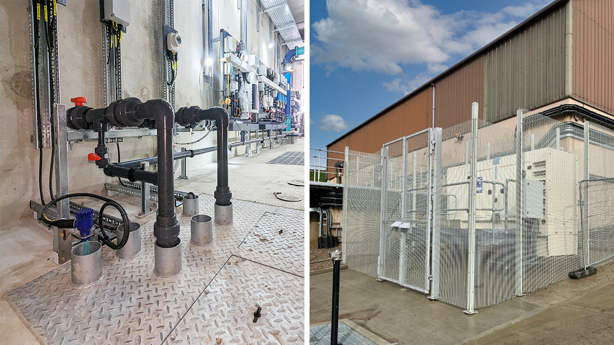 (left) Contact tank access and sampling and (right) new site generator compound - Courtesy of Mott MacDonald Bentley