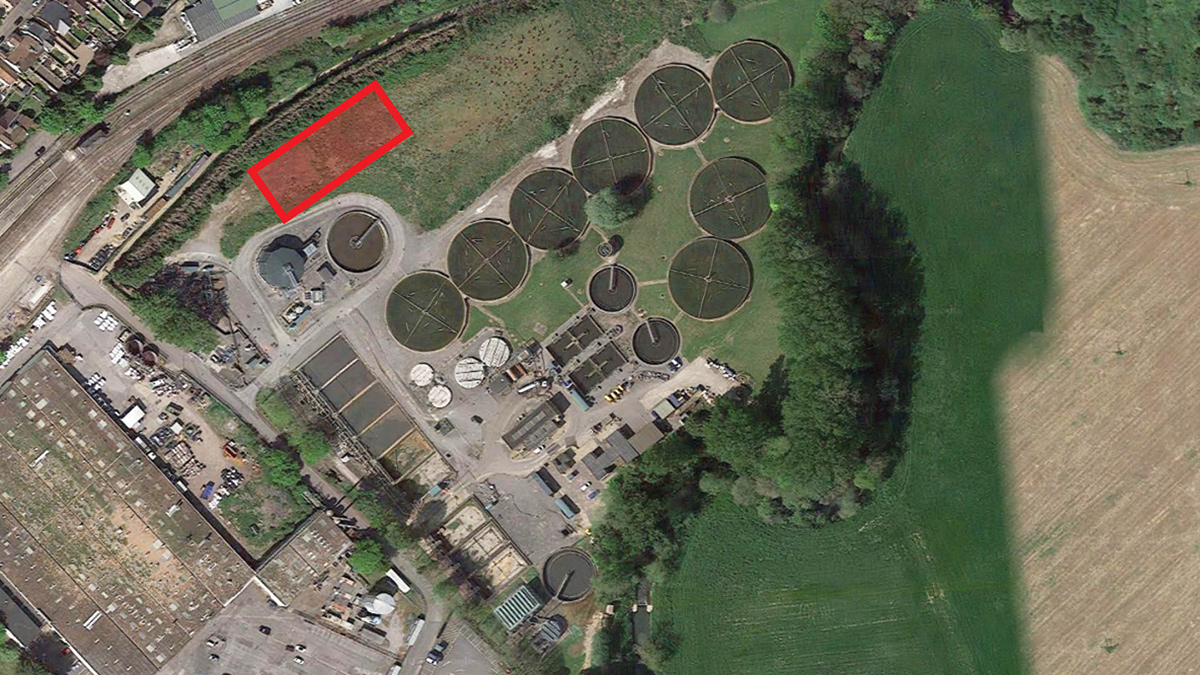 Google Maps image of Yeovil Pen Mill STW - site compound highlighted