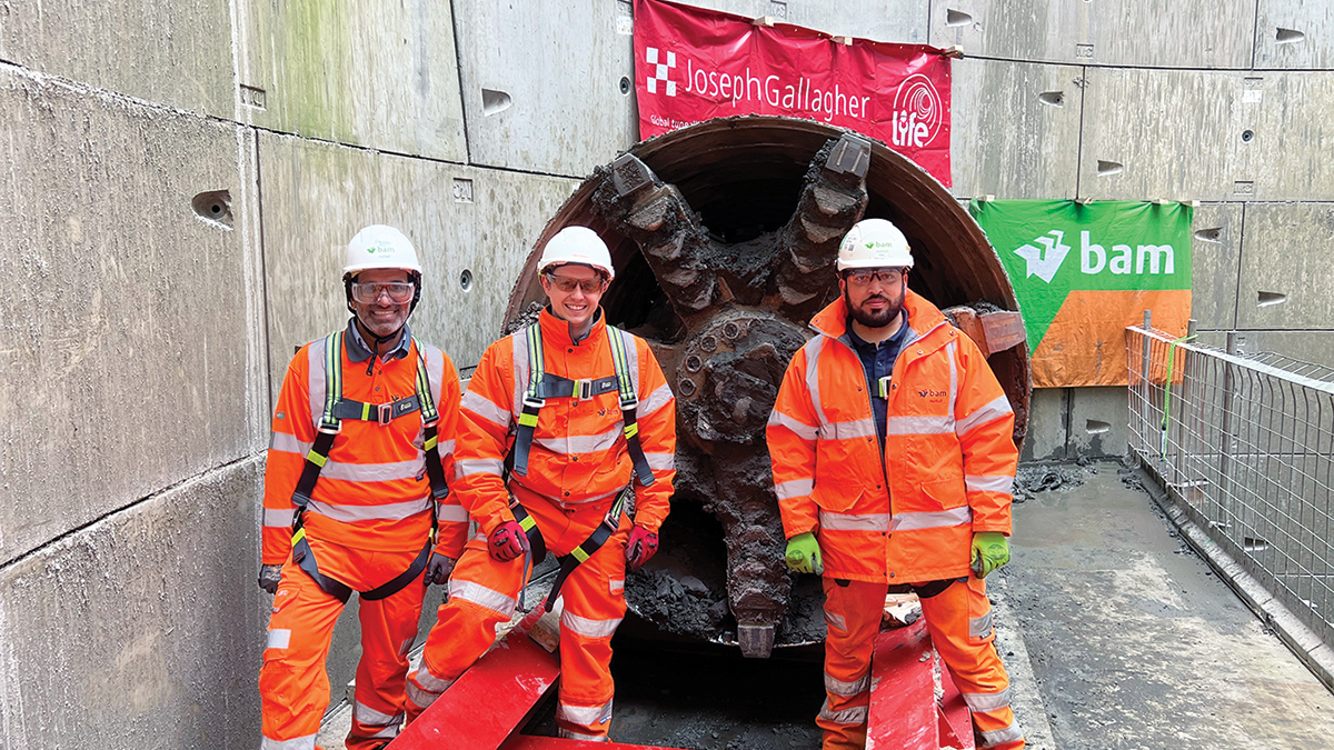 Safdar Ali, Andrew Dawes and Izhar Ahmad from the BAM team at the completion of the tunnel - Courtesy of Bam Nuttall Ltd