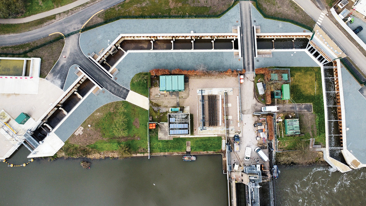 Aerial view of the completed fish pass - Courtesy of Jackson Civil Engineering Ltd