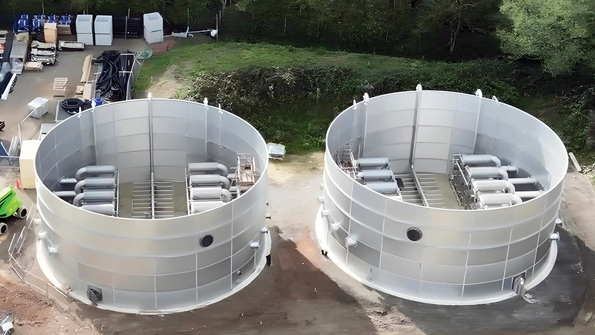 The two new Moving Bed Biofilm Reactors (MBBR) to remove ammonia from the final effluent returning to the River Arun - Courtesy of CMDP JV