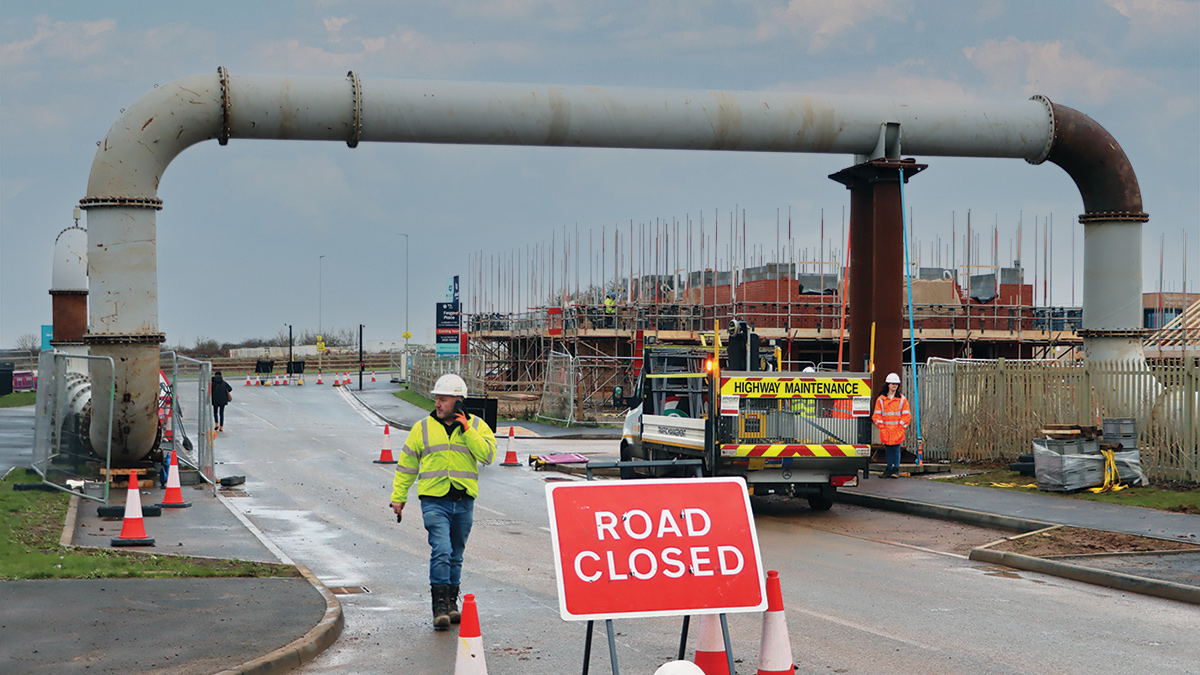 Road closures were necessary while installing the pipe bridges - Courtesy of @one Alliance