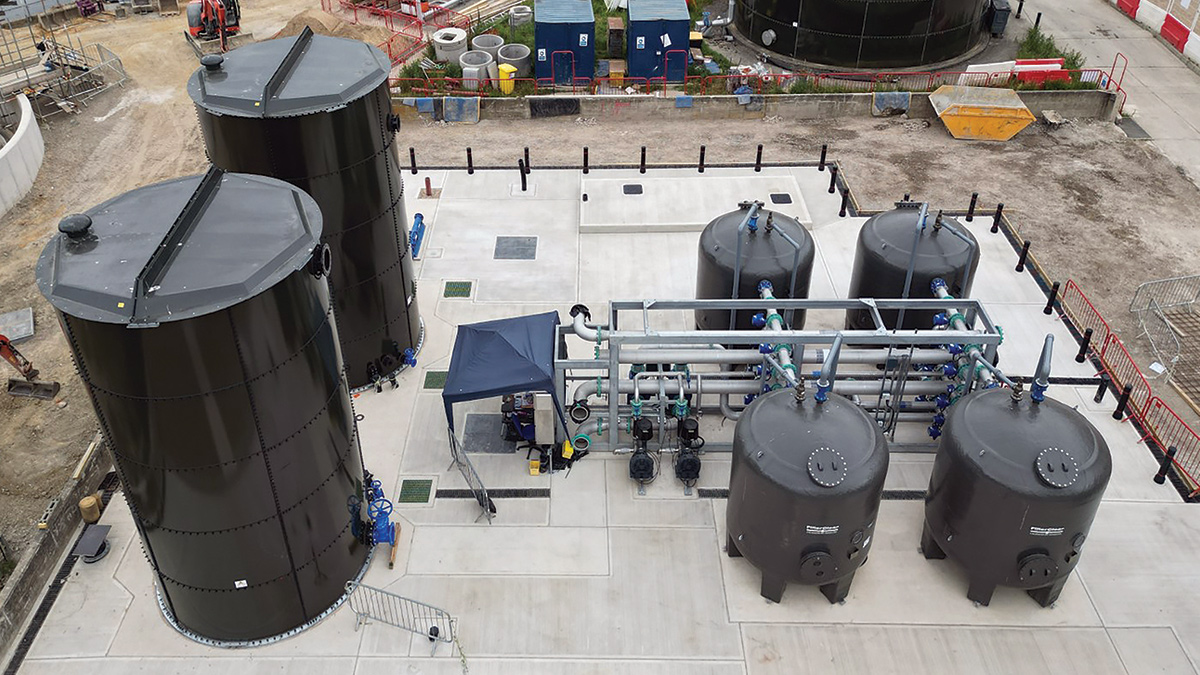 Clean and dirty backwash tanks and the FilterClear tertiary package plant - Courtesy of CMDP