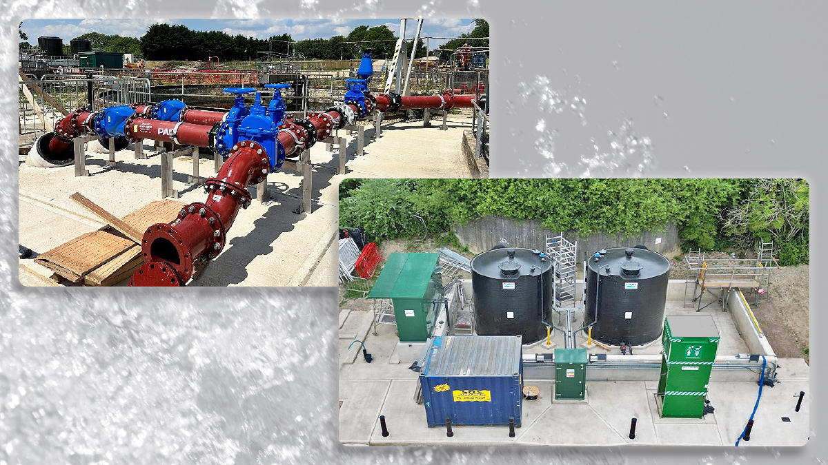 (left) New trickling filter pumping station pipework and (right) chemical dosing facilities - Courtesy of CMDP