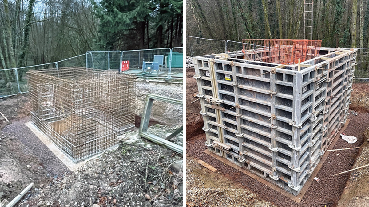 Storm tank construction: (left) steelwork framework and (right) shuttering - Courtesy of Galliford Try