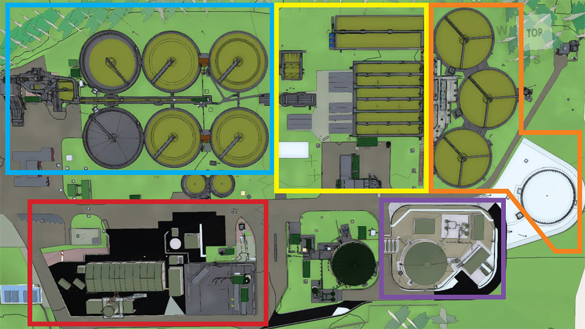 MView model showing birds-eye view of proposed design for Perth (Bertha Park) WwTW - Courtesy of ESD JV