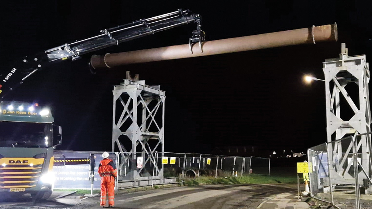 Overhead temporary bypass being dismantled - Courtesy of Caledonia Water Alliance