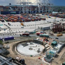 Southampton Western Docks with Millbrook UV irradiation system and FST under construction - Courtesy of Southern Water