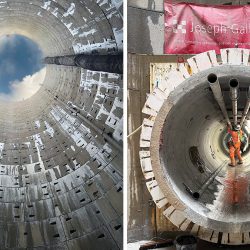 (left) Tunnel shaft construction and (right) tunnel construction - Courtesy of Farrans Construction