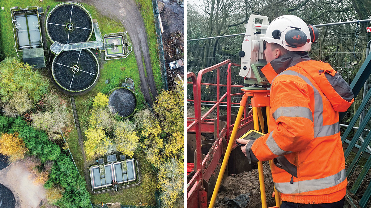 (left) The existing Wark on Tyne STW pre-construction and (right) digital surveying - Courtesy of Mott MacDonald Bentley