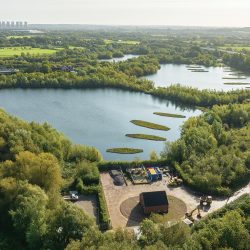 Biomatrix floating wetlands at Witches Oak Water (autumn 2023) - Courtesy of Sky Revolution