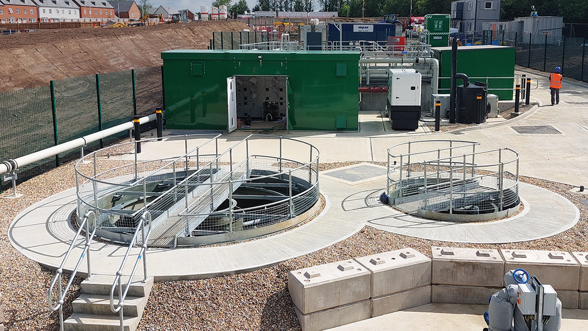 View of the clarifier, sludge thickener & MCC kiosk - Courtesy of EPS Water