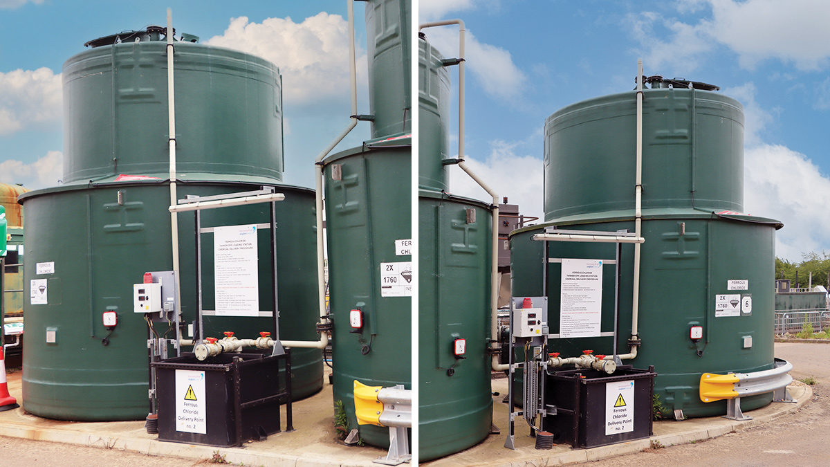 New ferrous chloride storage tanks at Cotton Valley WRC - Courtesy of Anglian Water’s @one Alliance